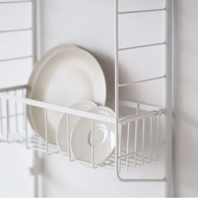 HEIAN Adjustable Kitchen Rack - White - 5 - White kitchen dish rack, minimalist design, modern kitchen decor, white wall