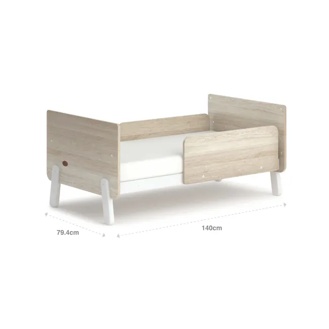 Natty Boori Cot Bed - Barley & Almond - 8 - Wooden bed frame, 4 cm height, 140 cm width, minimalist design, white mattress