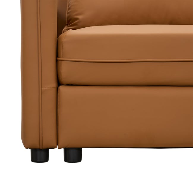 Cameron 3 Seater Storage Sofa - Tan (Pet Friendly) - 7 - Brown leather sofa, beige upholstery, smooth texture, modern