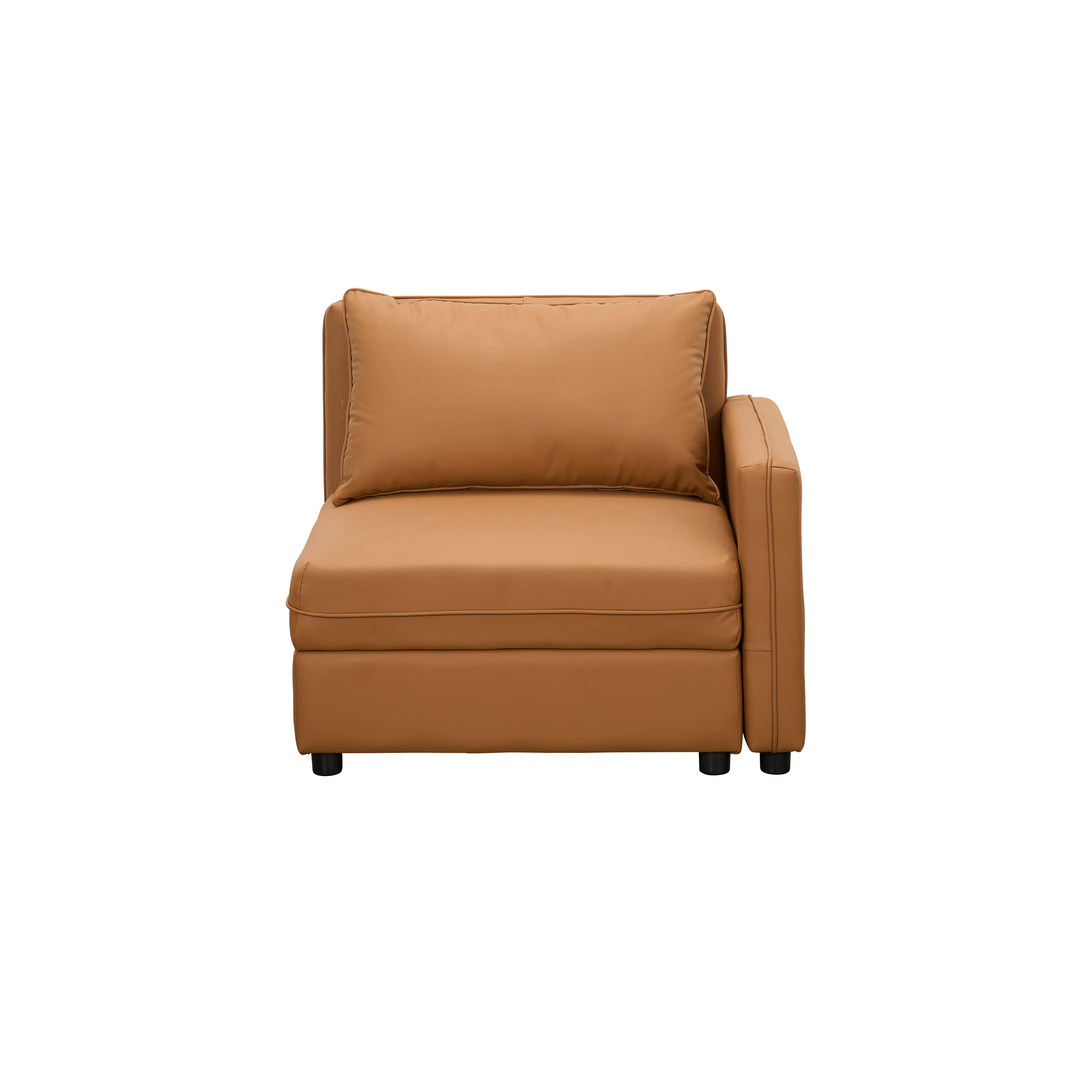 Cameron 4 Seater Storage Sofa - Tan (Pet Friendly) - 26 - Brown leather sofa, minimalist design, comfortable cushions, soft