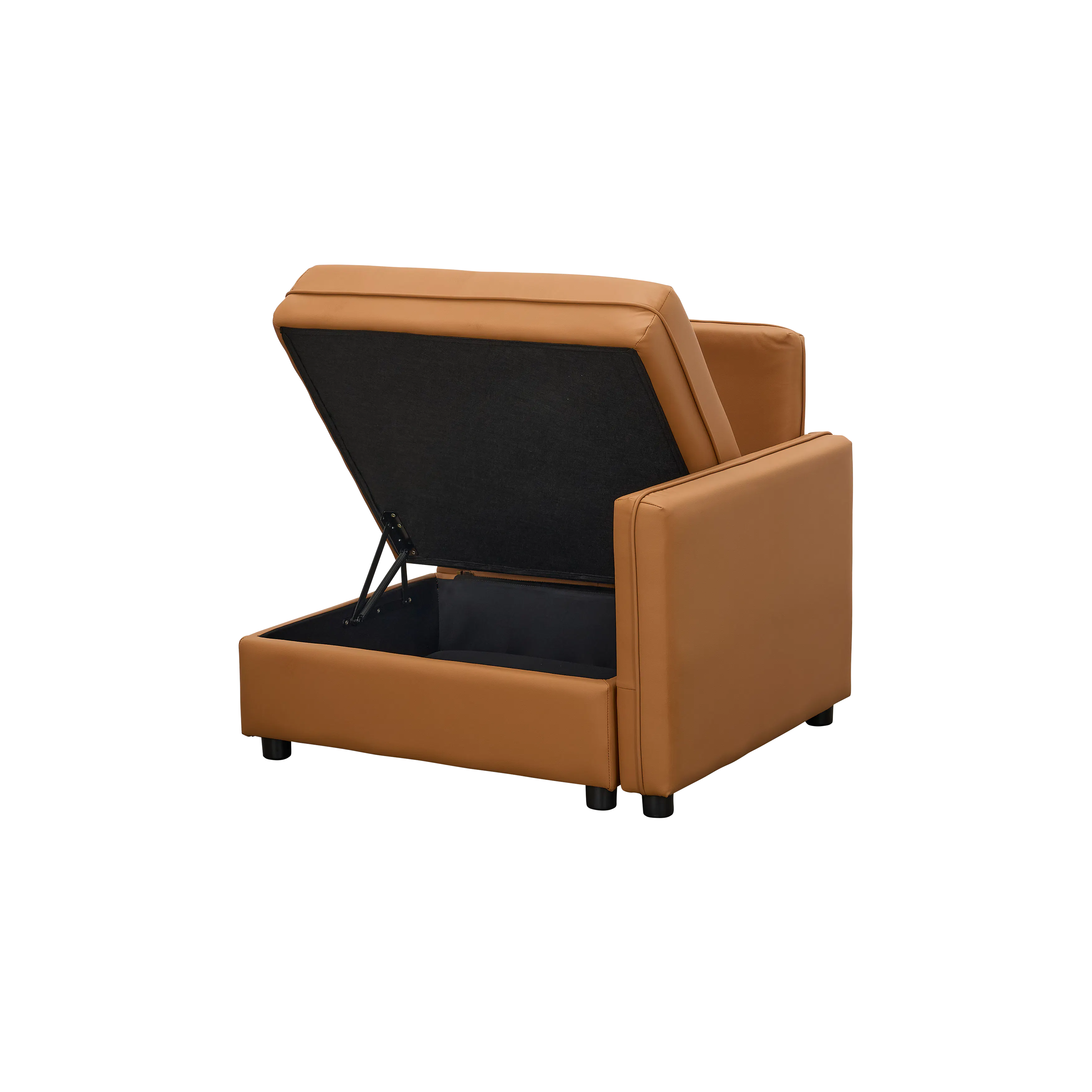 Cameron Large Corner Storage Sofa - Tan (Pet Friendly) - 35 - Modern leather armchair, brown upholstery, open storage