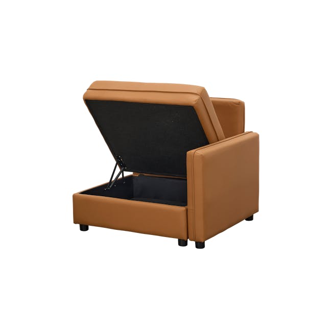 Cameron Large Corner Storage Sofa - Tan (Pet Friendly) - 35 - Modern leather armchair, brown upholstery, open storage