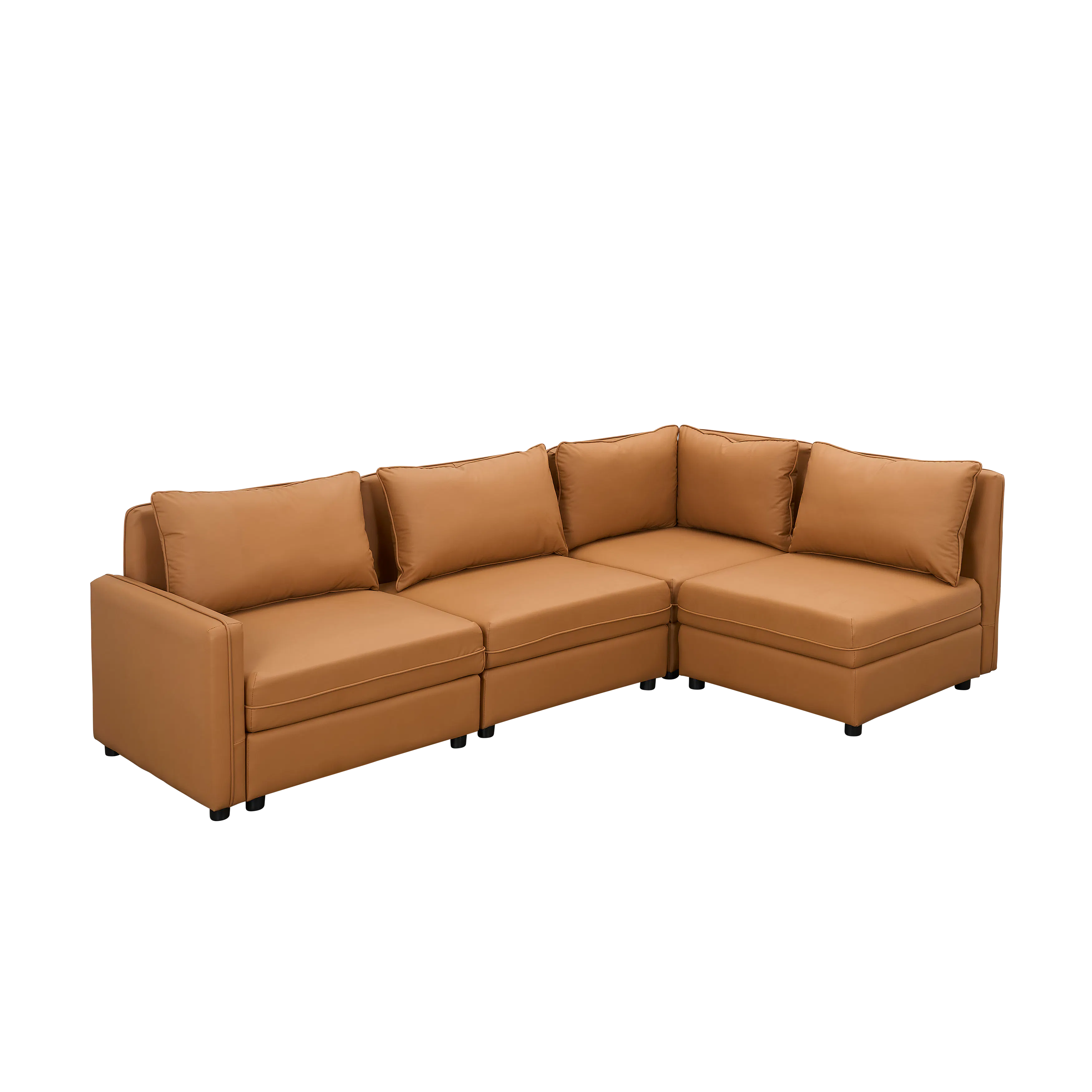Cameron Right Storage Arm Unit - Tan (Pet Friendly) - 22 - Brown leather sofa, modern design, comfortable cushions, sleek