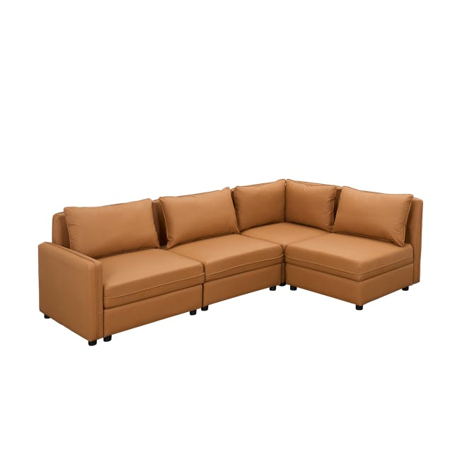 Cameron Right Storage Arm Unit - Tan (Pet Friendly) - 22 - Brown leather sofa, modern design, comfortable cushions, sleek