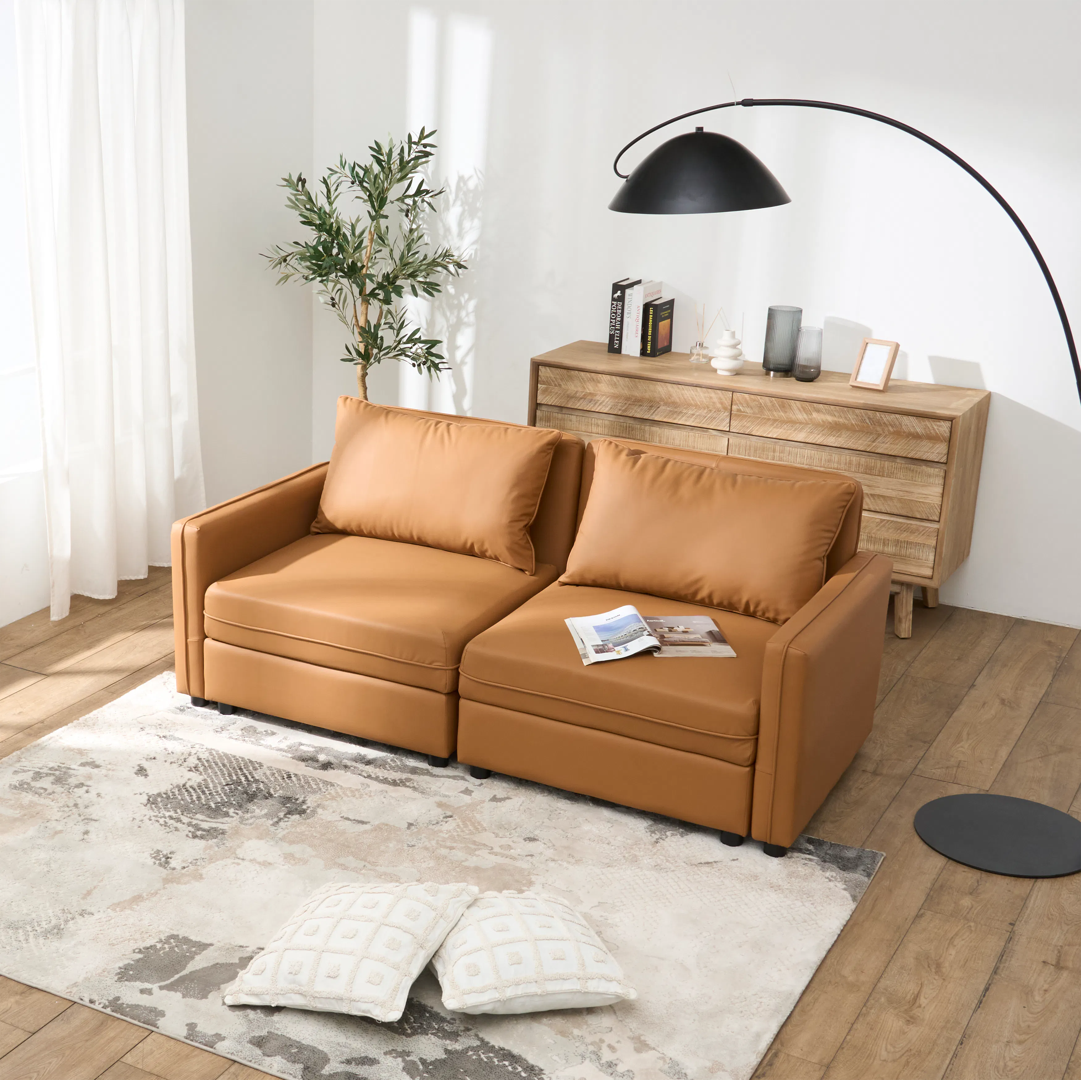Cameron Right Storage Arm Unit - Tan (Pet Friendly) - 7