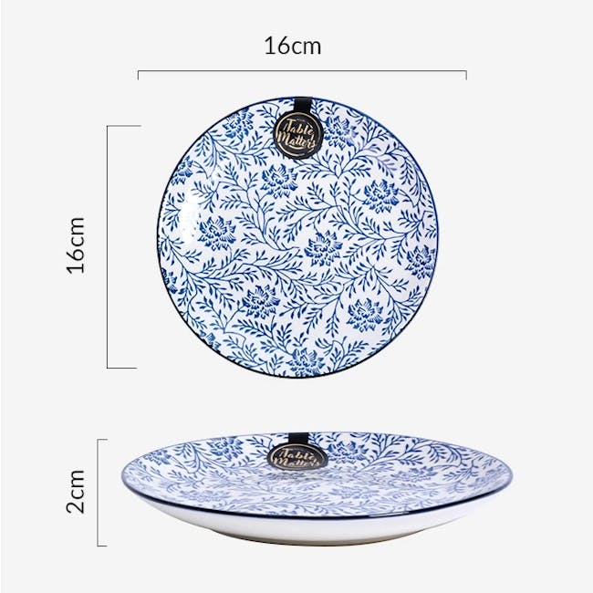 Table Matters Floral Blue Coupe Plate - 3