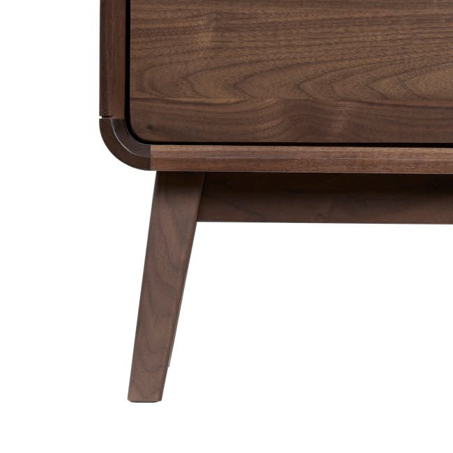 Bonnie Bedside Table - Walnut - 9 - Dark wood table, polished surface, rich brown finish, natural grain, elegant design