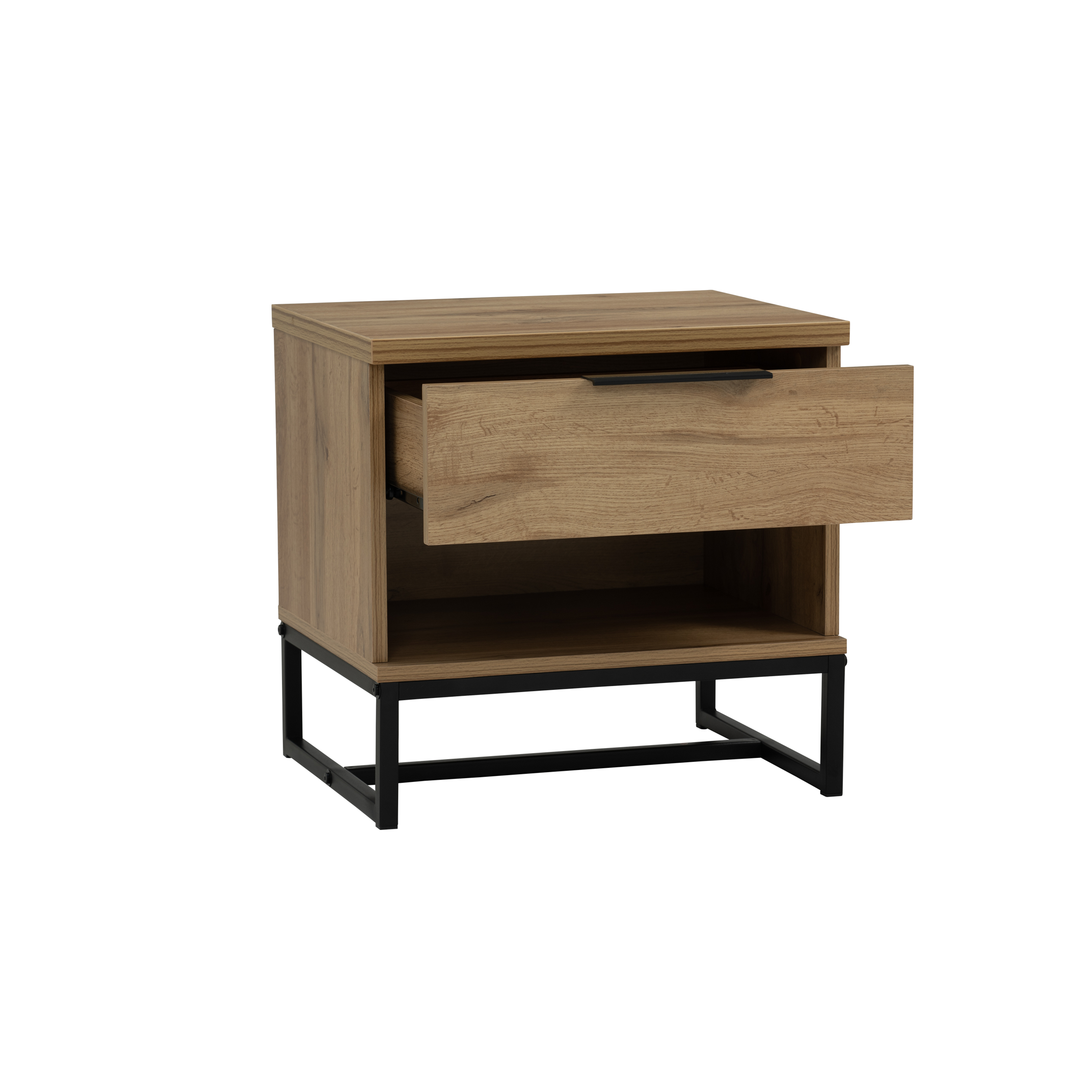 Wayne Bedside Table Black, Wotan Oak, HV Basic Beds & Bedroom Storage HipVan