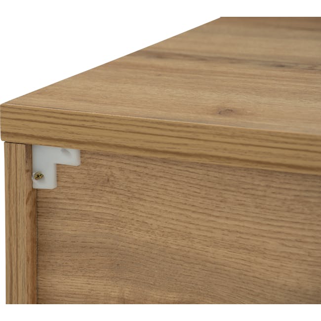 Wayne Bedside Table - Black, Wotan Oak - 18 - Wooden surface, wooden furniture, wooden panel, wooden edge, wooden texture