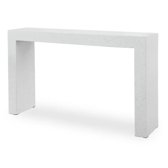 Ryland Terrazzo Console Table 1.4m - 1 - White speckled concrete table, minimalist design, modern aesthetic, clean lines
