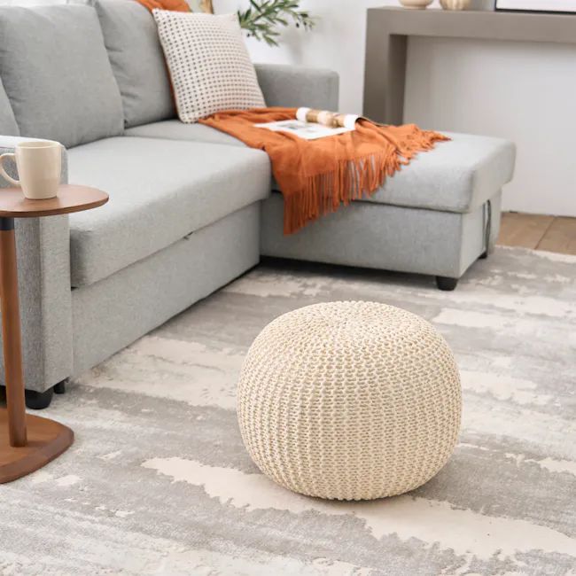 Moana Knitted Pouf - Cream - 4