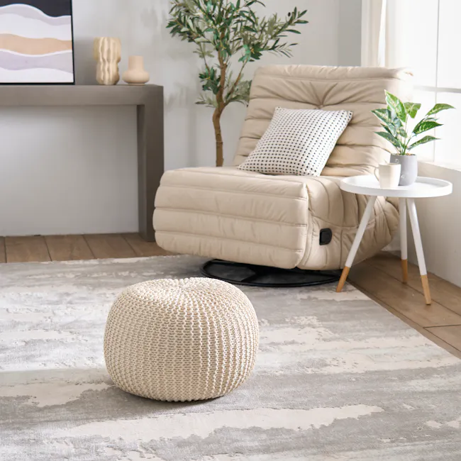 Moana Knitted Pouf - Cream - 2