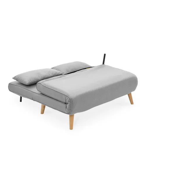 Noel 2 Seater Sofa Bed - Harbour Grey - 14 - Modern gray sofa with wooden legs, minimalist design, sleek lines, comfortable
