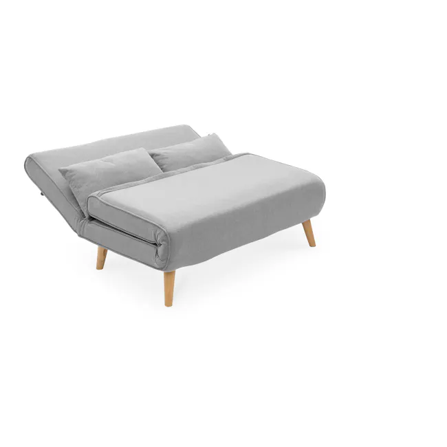 Noel 2 Seater Sofa Bed - Harbour Grey - 11 - Modern gray sofa with wooden legs, minimalist design, soft fabric upholstery