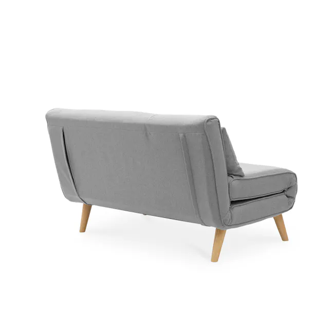 Noel 2 Seater Sofa Bed - Harbour Grey - 22 - Grey upholstered modern sofa, light wood legs, minimalist design, comfortable