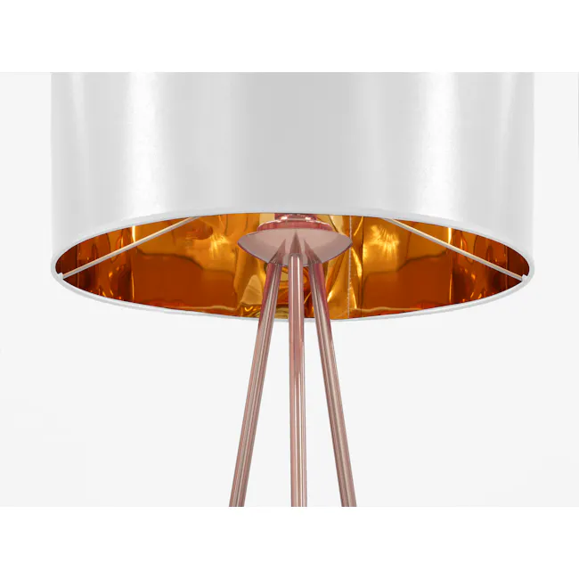 Isabella Floor Lamp - White, Brass - 3 - Modern pendant light, abstract design, metallic finish, warm amber glow, elegant