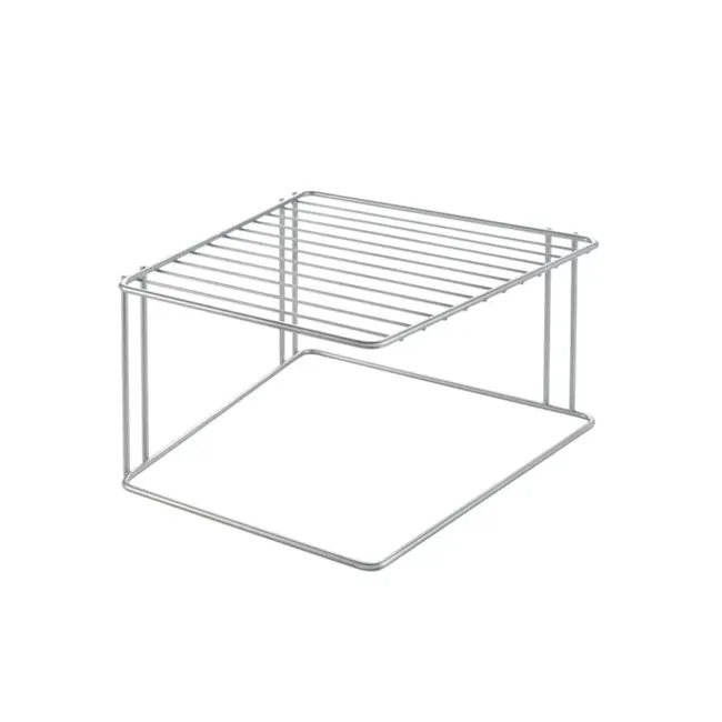 Metaltex Boxe 1 Tier Corner Rack - Silver - 1 - - Modern kitchen storage, minimalist design, sleek metal frame, open
