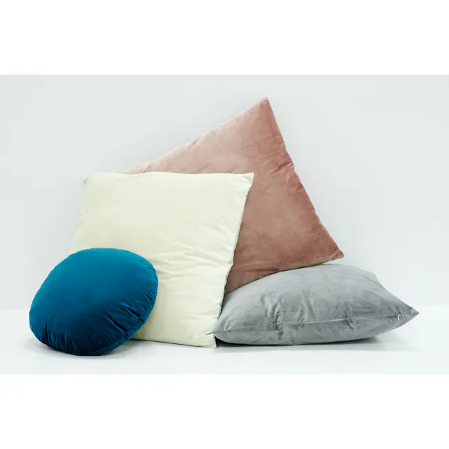 Tammy Large Velvet Cushion - Grey - 3 - Soft pastel pillows, minimalist background, geometric arrangement, pastel colors