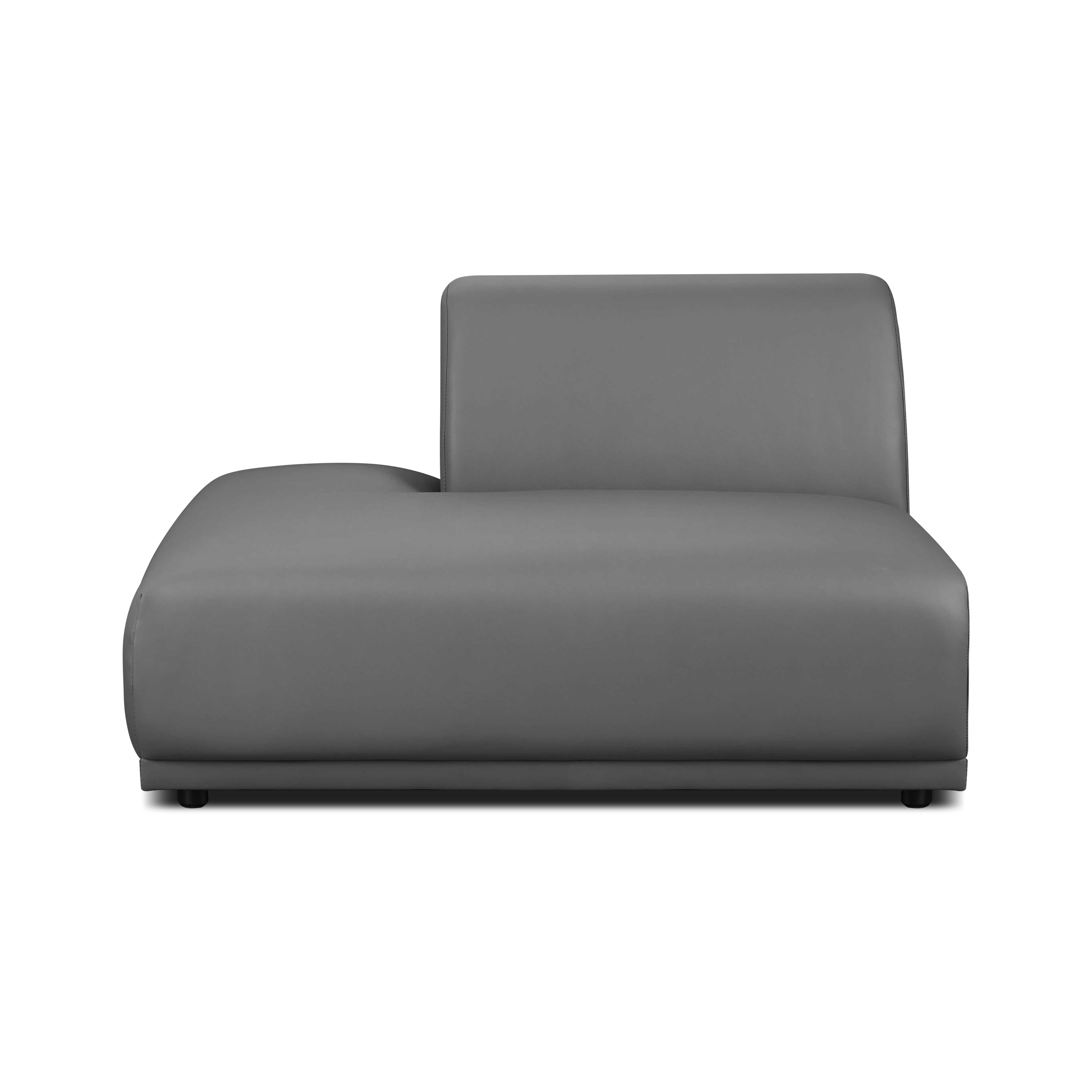 Milan Left Extended Unit - Smokey Grey (Faux Leather) - 15 - Grey upholstered sofa, modern design, sleek lines, comfortable