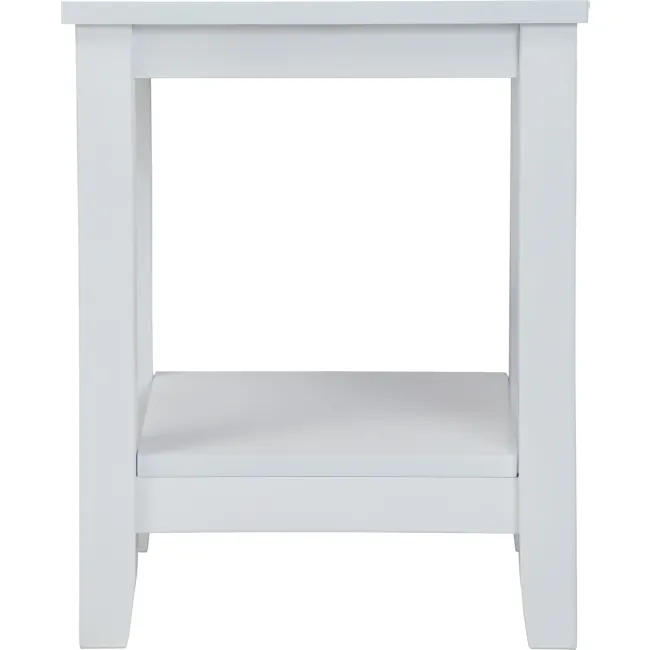 Elina Side Table - White - 5 - White minimalist table with clean lines, simple design, rectangular base, sturdy