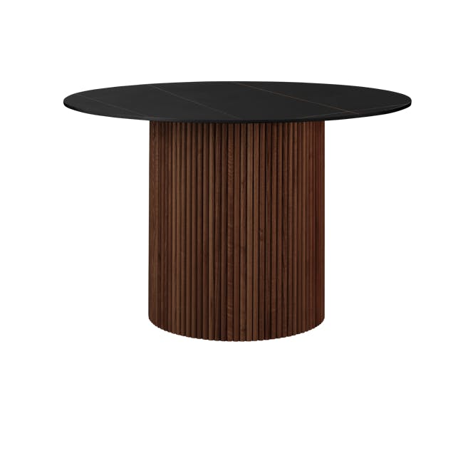 Arielle Round Dining Table 1.2m - Walnut, Meteor Black (Sintered Stone) - 4