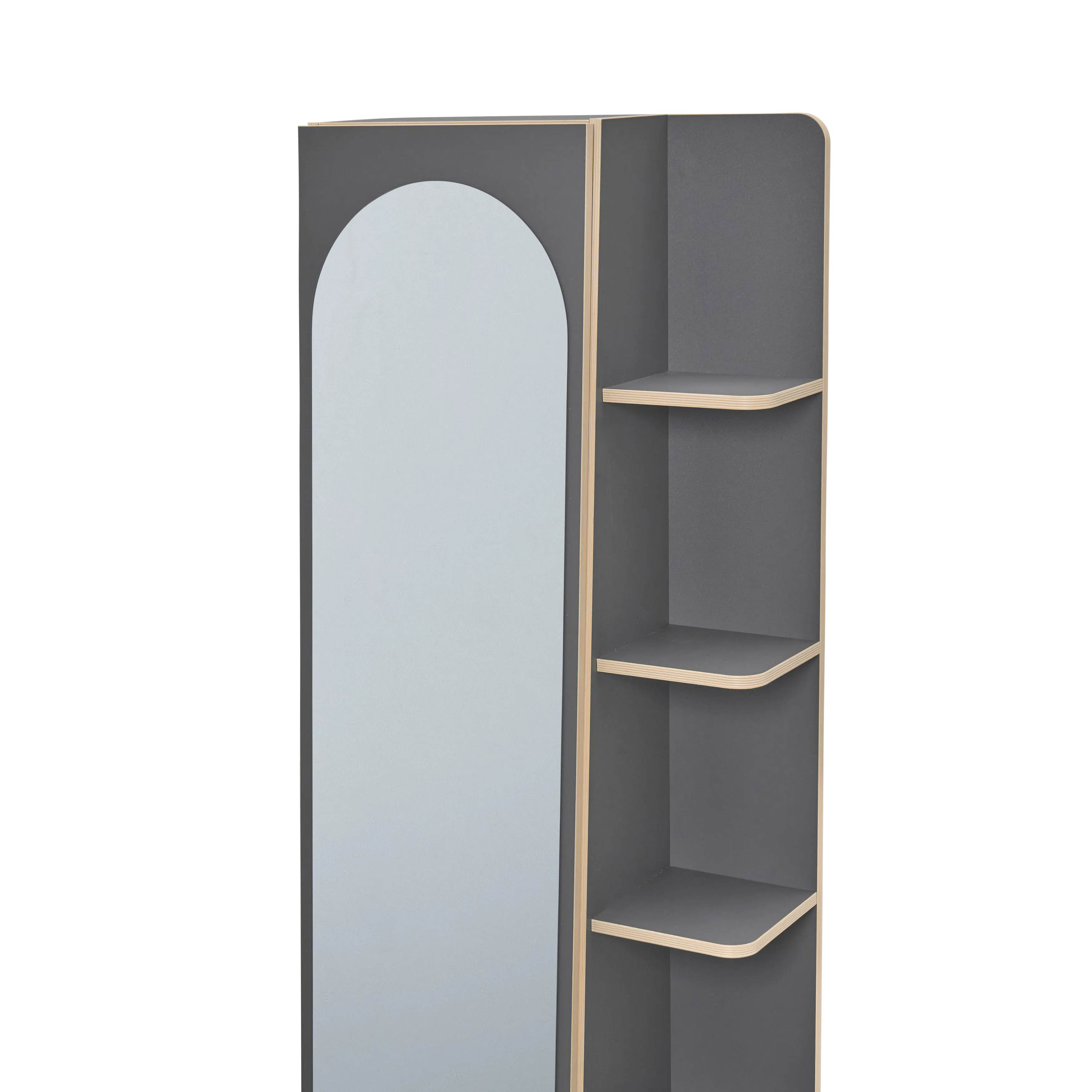 (As-is) Kira Standing Floor Mirror with Storage (2 Sizes) - Charcoal - 60 cm - 34