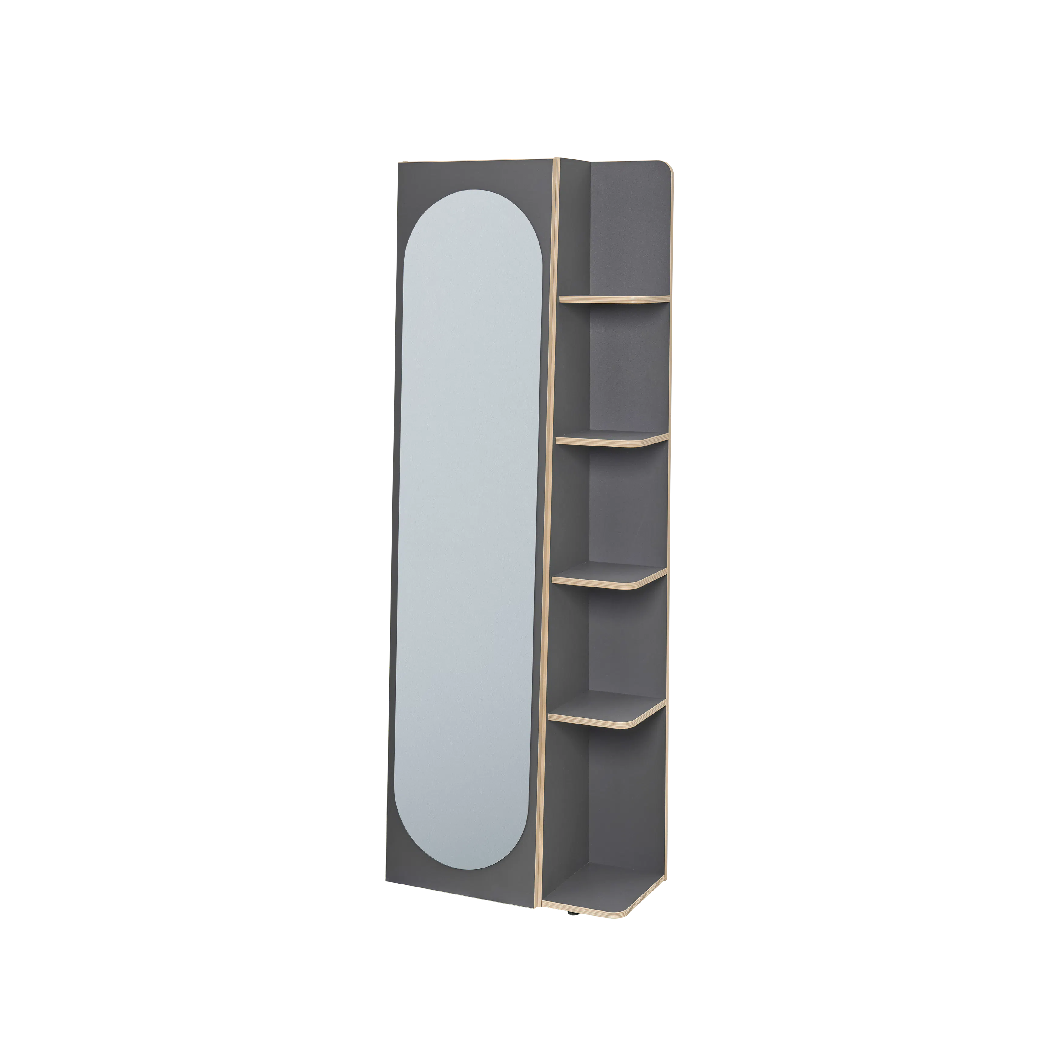 Kira Standing Floor Mirror with Storage (2 Sizes) - Charcoal
