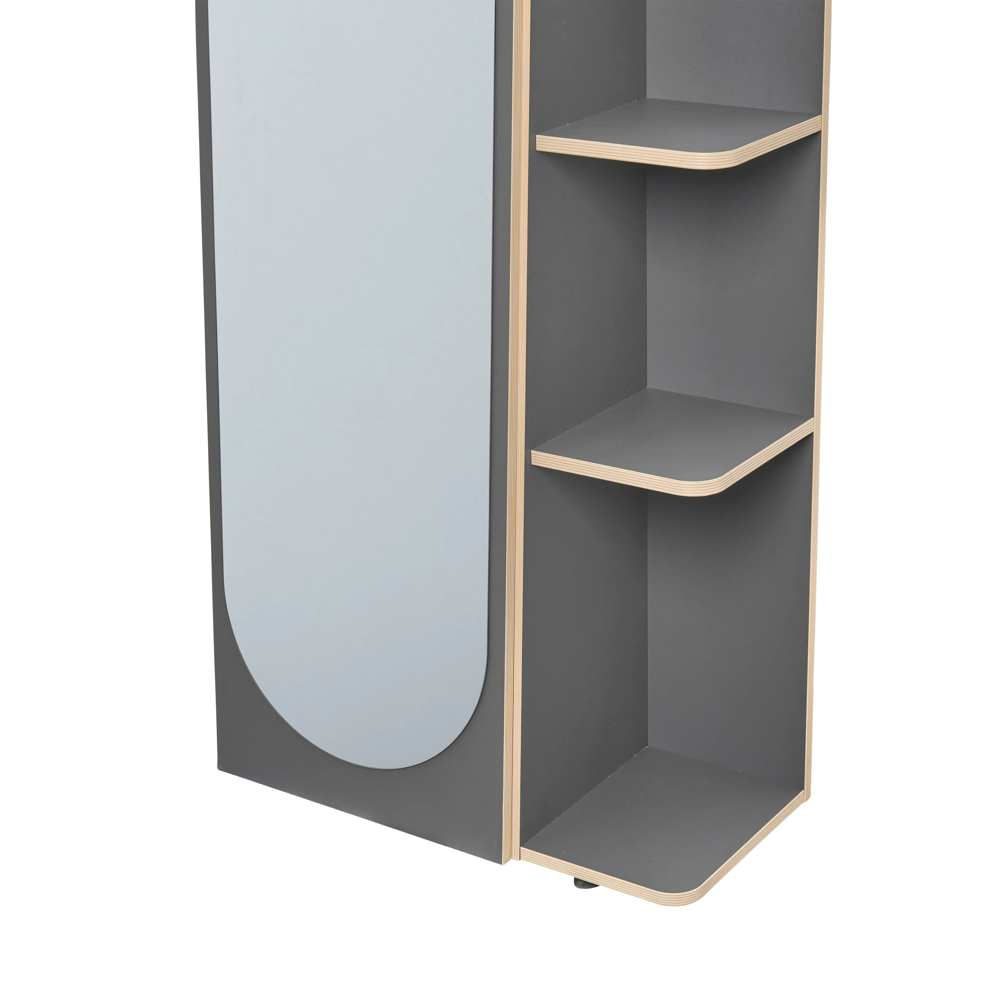 Kira Standing Floor Mirror with Storage (2 Sizes) - Charcoal - 22