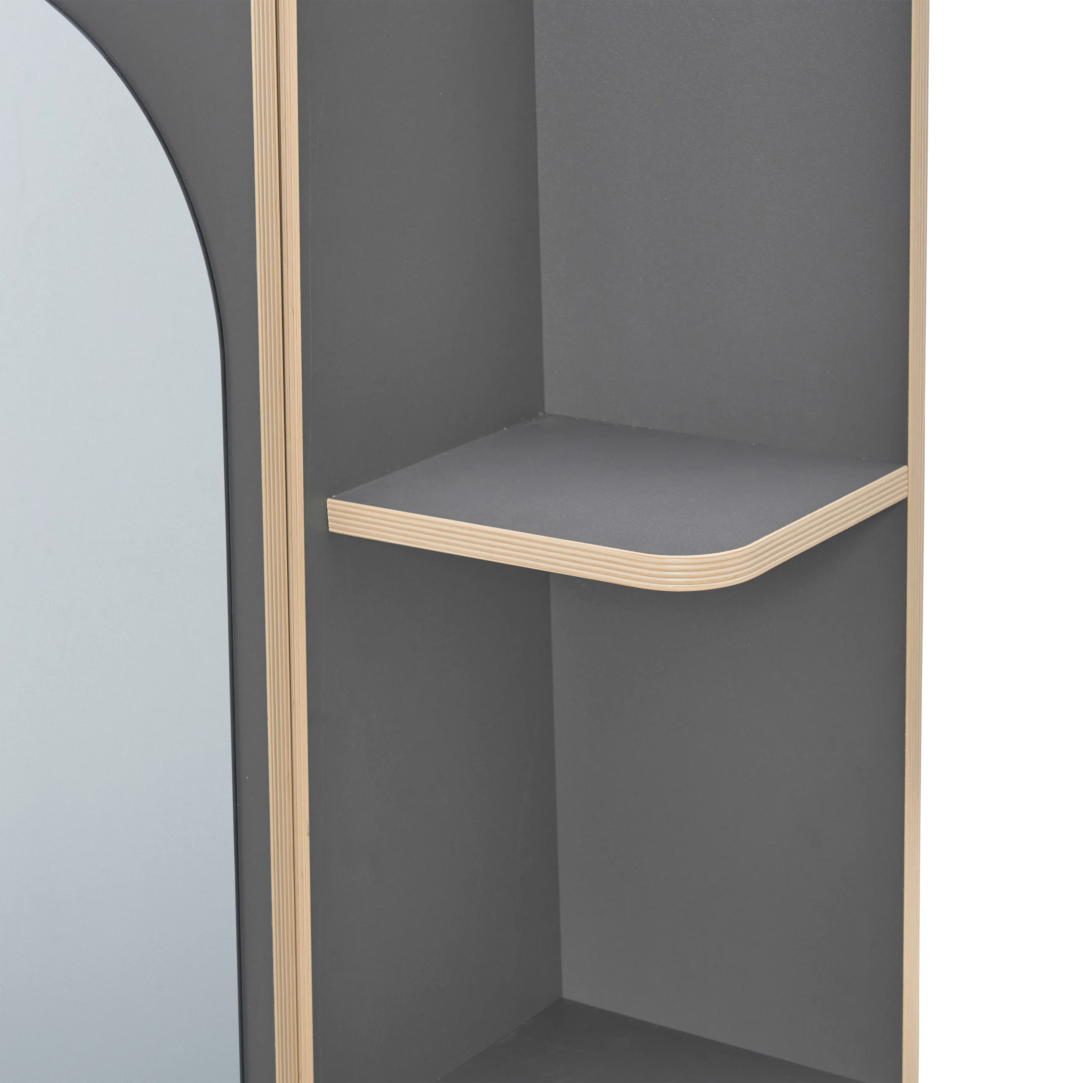 Kira Standing Floor Mirror with Storage (2 Sizes) - Charcoal - 21