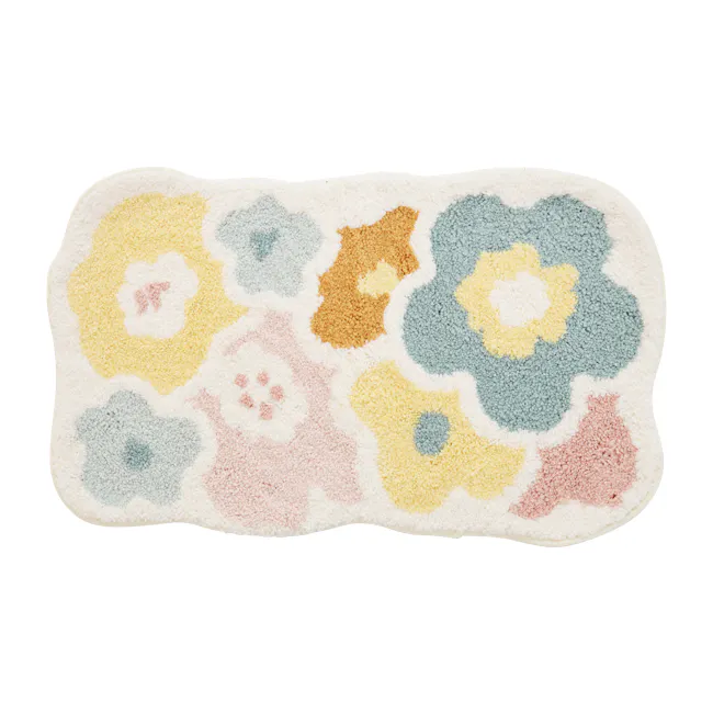 Botanical Floor Mat - Bloom - 1 - Floral-patterned, soft, multi-colored, fluffy, textured, soft surface, pet-friendly, cozy