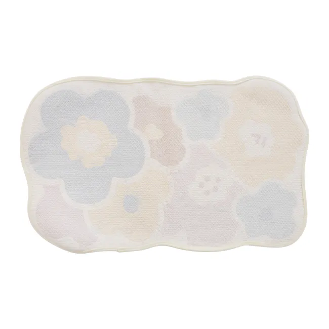 Botanical Floor Mat - Bloom - 4 - Soft, pastel-colored baby blanket with floral and animal patterns, delicate fabric