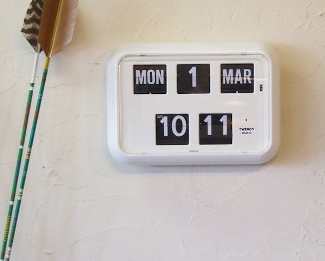 TWEMCO Big Calendar Flip Wall Clock - White - 2