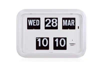 TWEMCO Big Calendar Flip Wall Clock - White