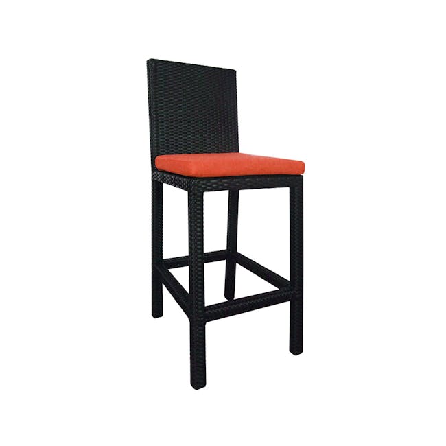 Midas 4 Chair Long Bar Set - Orange Cushion - 1