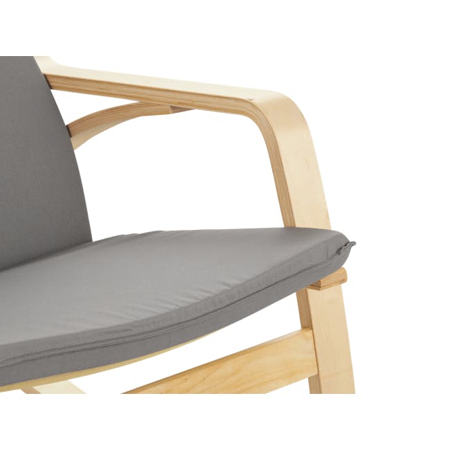 Mizuki Rocking Chair - Light Grey - 6 - Wooden chair, gray cushion, light wooden frame, modern design, minimalist furniture