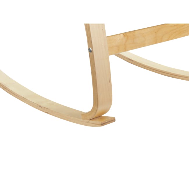 Mizuki Rocking Chair - Light Grey - 7 - Wooden frame, light brown finish, curved design, metal screw, natural wood grain
