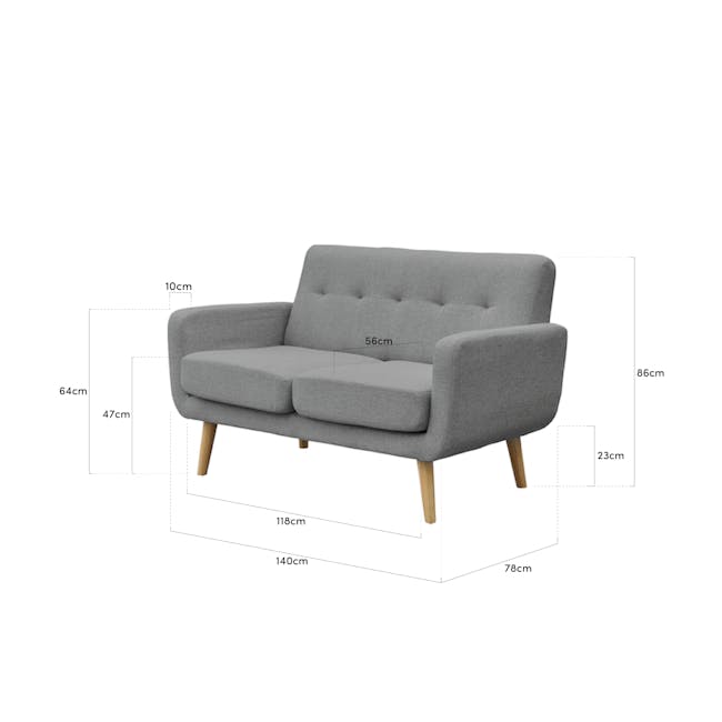 Cali 2 Seater Sofa - Siberian Grey - 4