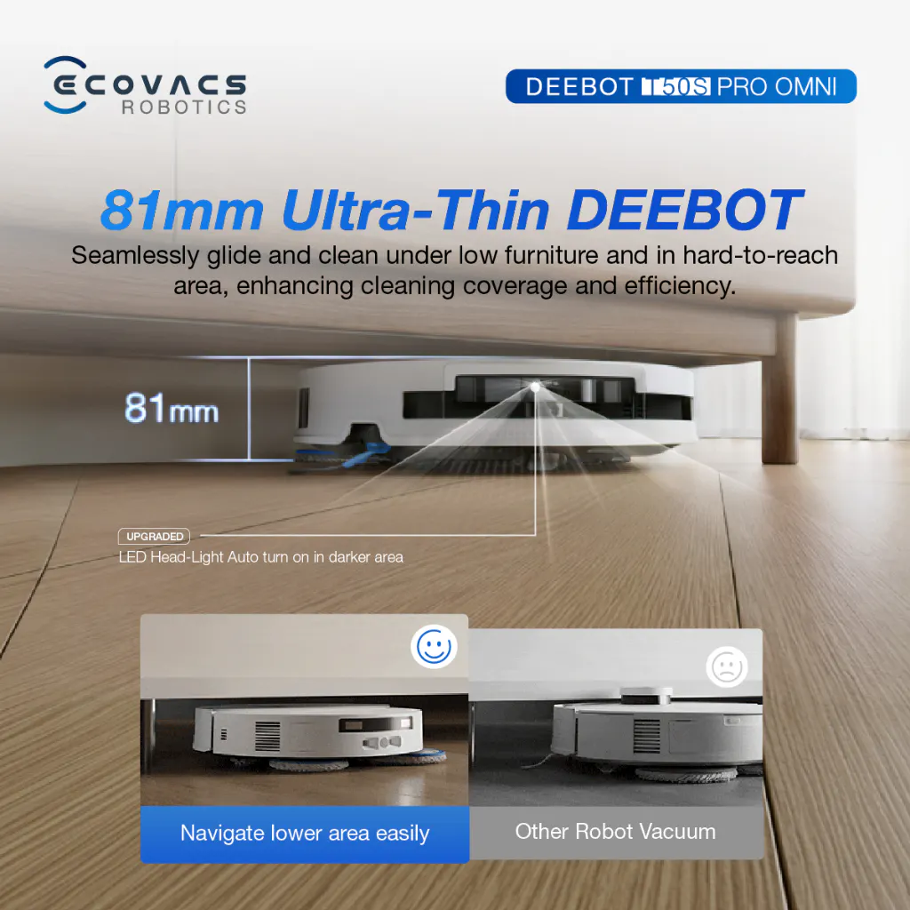 Ecovacs Deebot T50S Pro Omni - White *Free 1 x Cleaning Solution + 1 Year Accessories* - 10