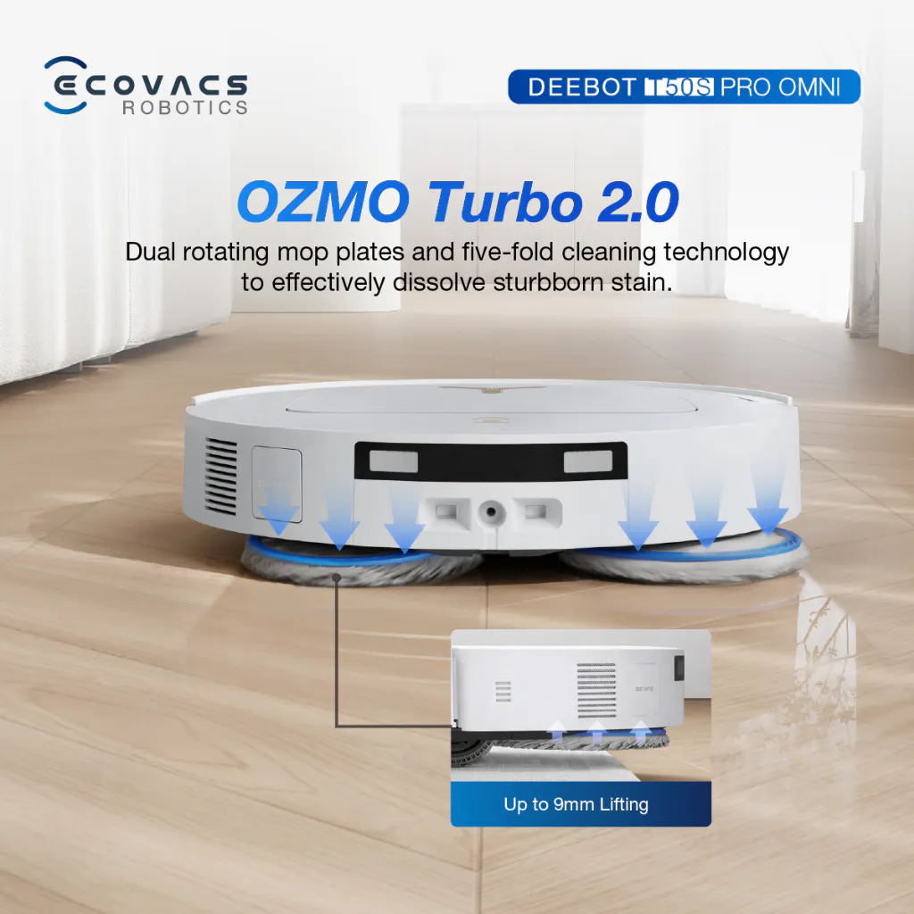 Ecovacs Deebot T50S Pro Omni - White *Free 1 x Cleaning Solution + 1 Year Accessories* - 9