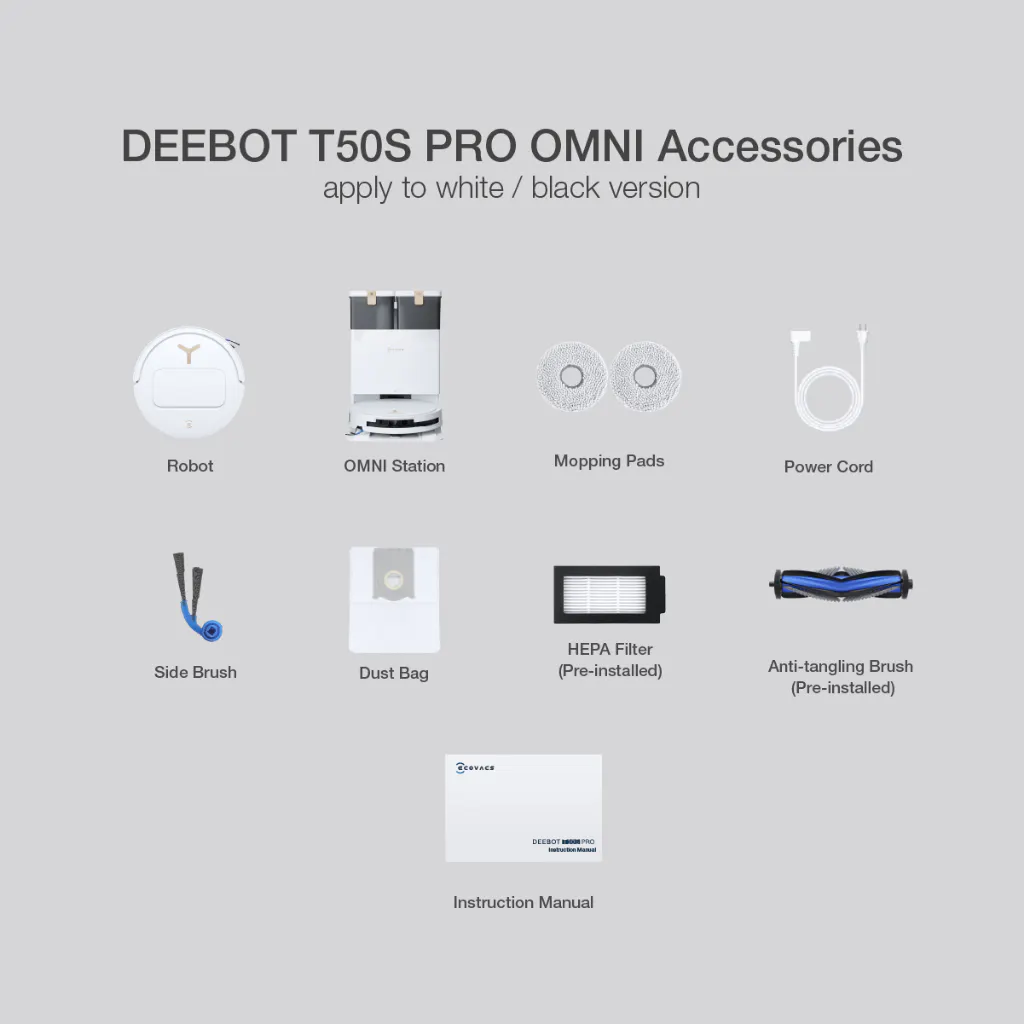 Ecovacs Deebot T50S Pro Omni - White *Free 1 x Cleaning Solution + 1 Year Accessories* - 13