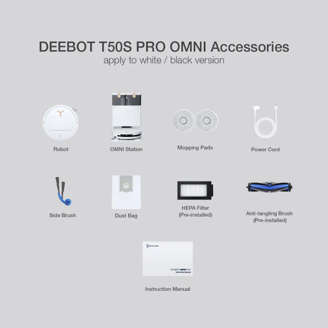 Ecovacs Deebot T50S Pro Omni - White *Free 1 x Cleaning Solution + 1 Year Accessories* - 13