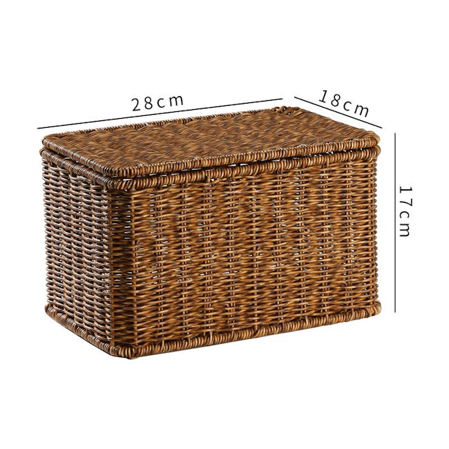 Gabriel Rattan Storage Basket With Lid (3 Sizes) - 6 - Woven wicker square planter, 28 cm height, 18 cm width, 17 cm depth