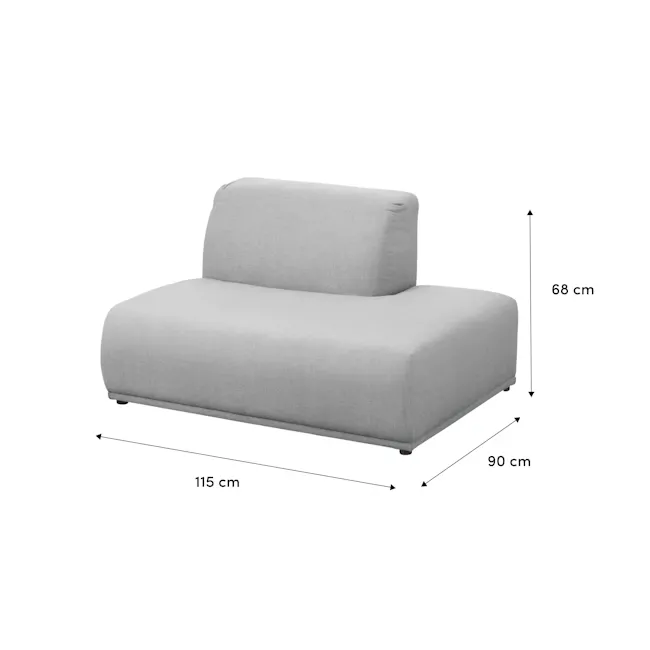 Milan Right Extended Unit - Smokey Grey (Faux Leather) - 9 - Modern gray sofa, 68 cm height, 90 cm width, 115 cm depth