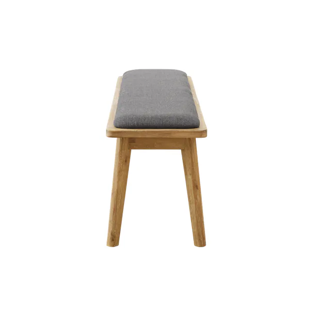 Todd Cushioned Bench 1.5m - 4 - Wooden stool with gray cushion, minimalist design, natural wood finish, simple structure
