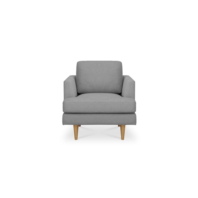 Soma Armchair - Grey (Scratch Resistant) - 1 - Grey upholstered armchair, minimalist design, modern style, neutral color