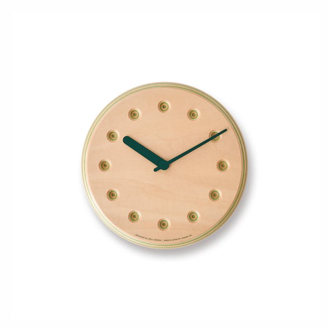 Dot Paper-Wood Clock - Green - 0