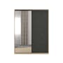 Lorren Sliding Door Wardrobe 2 with Mirror - Graphite Linen, Herringbone Oak - 0