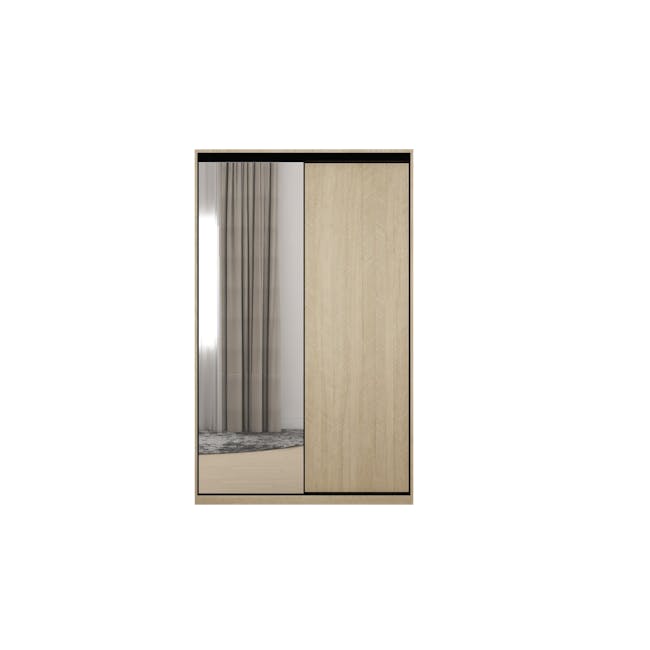 Lorren Sliding Door Wardrobe 3 with Mirror - Herringbone Oak - 7