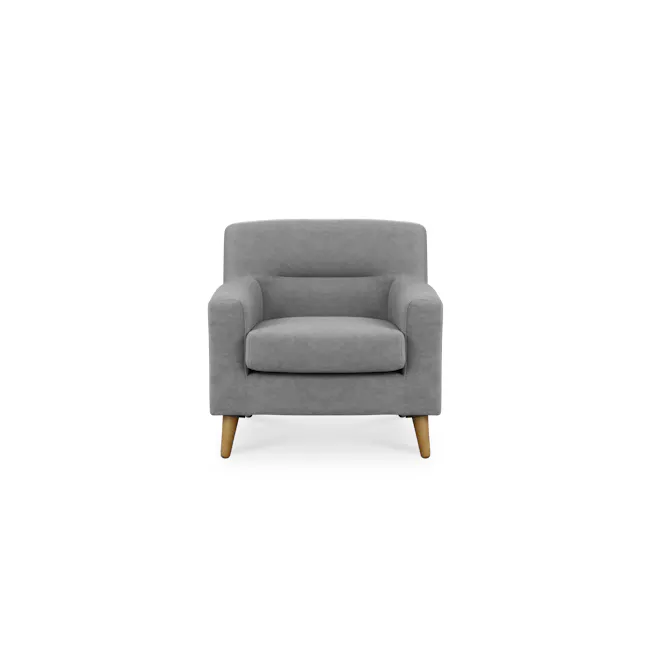 Damien Armchair - Grey (Scratch Resistant) - 1 - Grey upholstered armchair, modern design, comfortable seating, plush