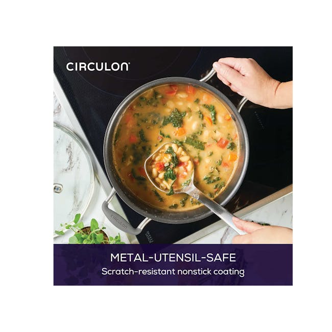 Circulon ScratchDefense A1 Covered Stockpot - 2 - Circulon metal-utensil-safe nonstick coating, metal utensil